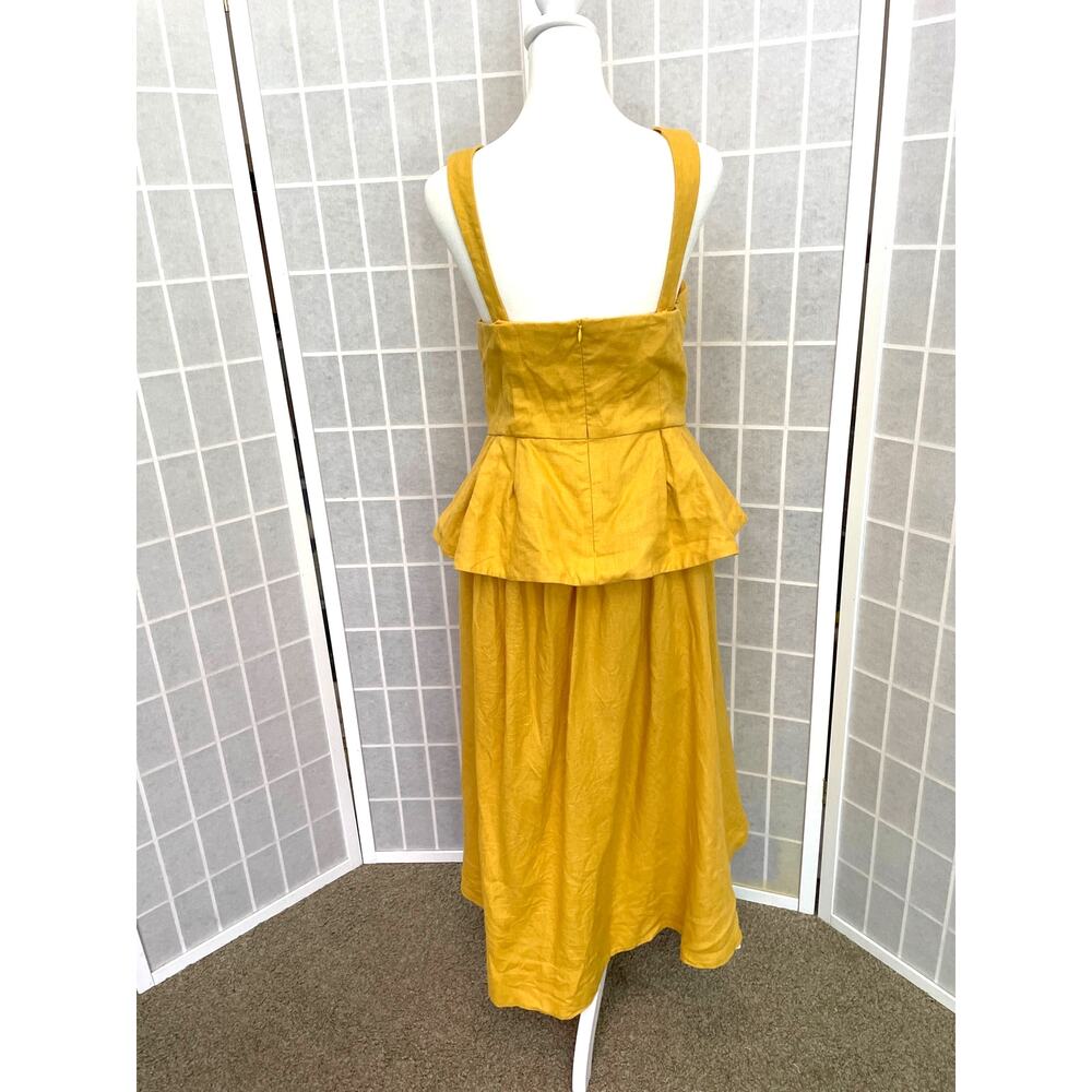 Reformation 100% Linen Two Piece Set Goldenrod Yellow Sz 10 Coquette Cottagecore - Picture 4 of 11